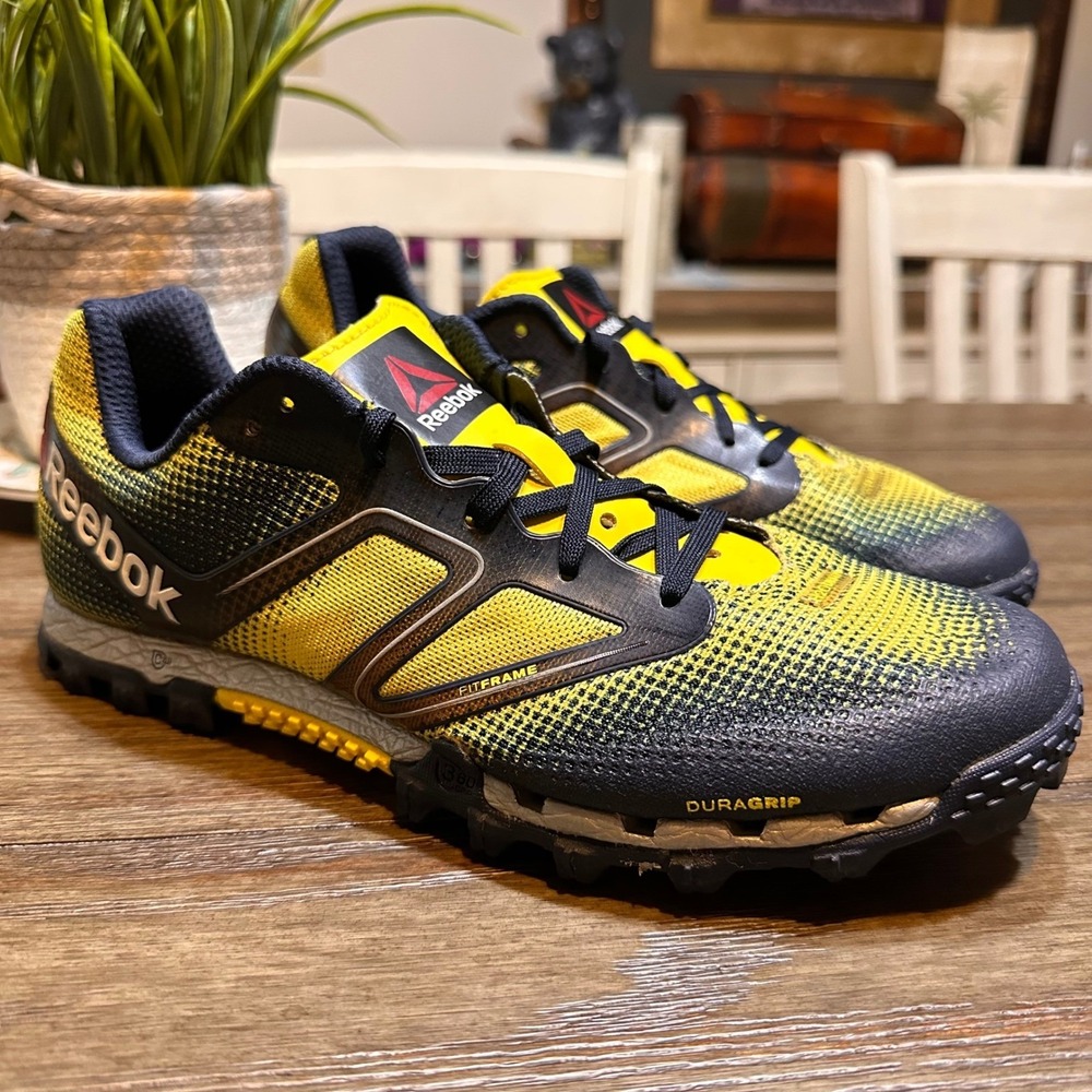Reebok Trail Running Shoes Women Yellow Black Duragrip H2ODrain Size 8.5‎